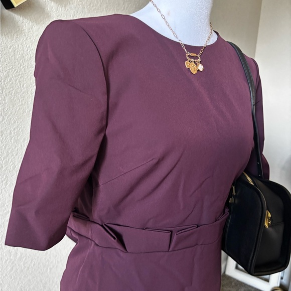 Ted Baker Plum Midi Dress with Belted Waist - Picture 2 of 6